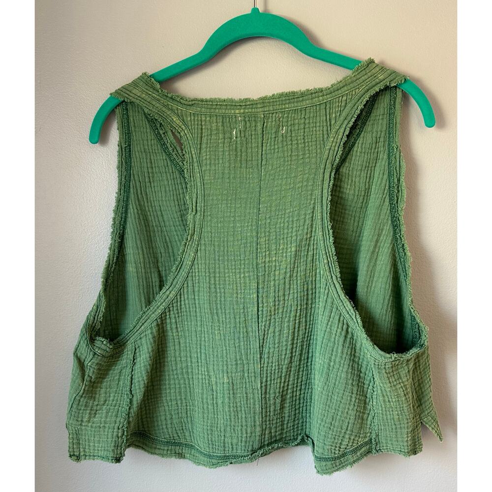 Urban Outfitters Green Gauzy Crop Top Large - Picture 5 of 6